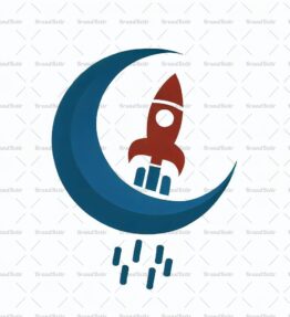 Raumschiff und Sichelmond